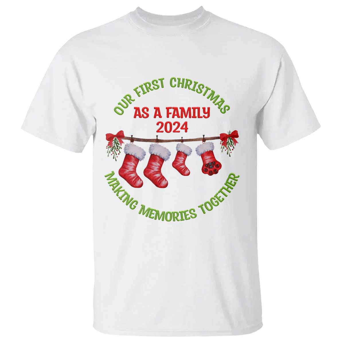 First Christmas As A family T Shirt Making Memories Together Xmas 2024 TS09 White Print Your Wear