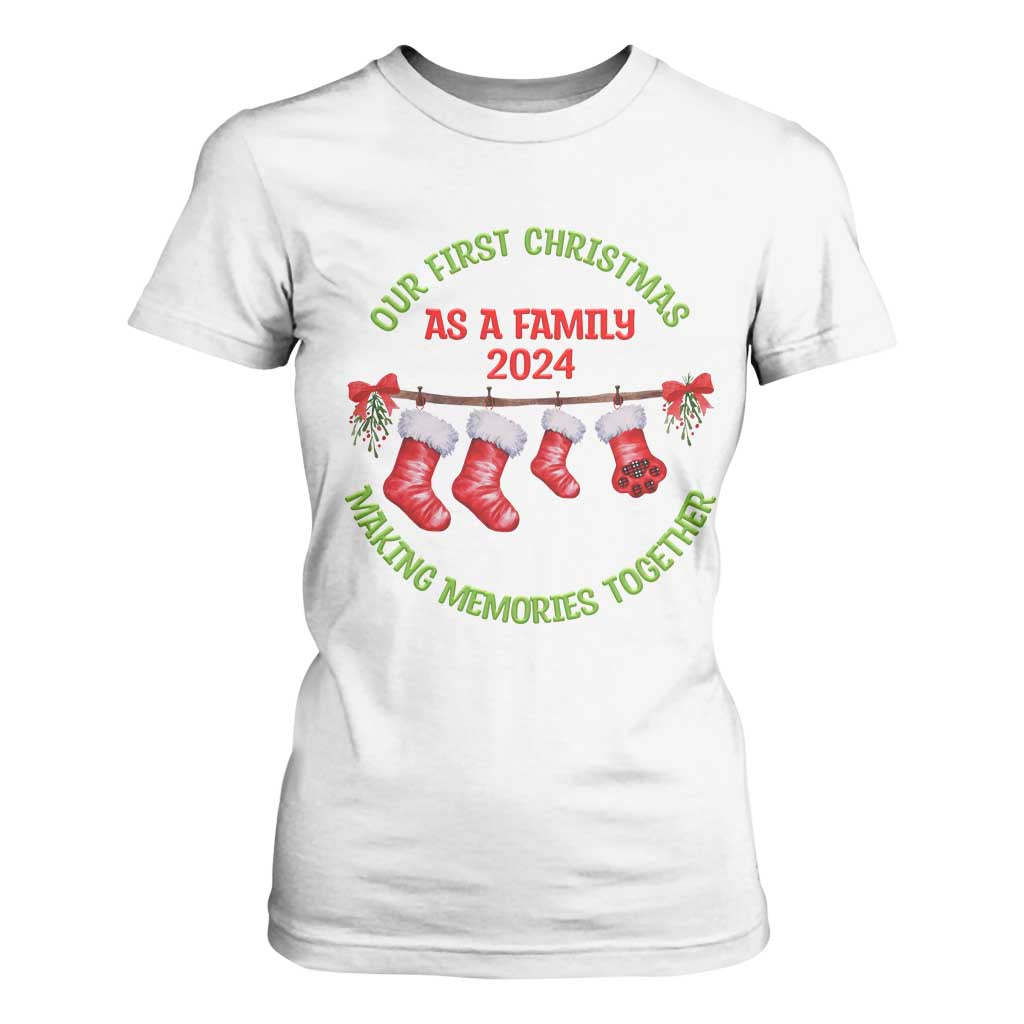 First Christmas As A family T Shirt For Women Making Memories Together Xmas 2024 TS09 White Print Your Wear
