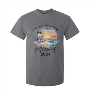 First Christmas Married 2024 Couple Matching T Shirt For Kid TS09 Charcoal Print Your Wear