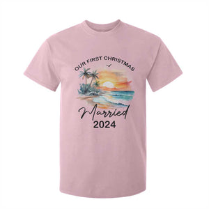 First Christmas Married 2024 Couple Matching T Shirt For Kid TS09 Light Pink Print Your Wear
