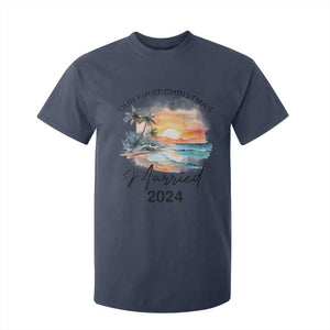 First Christmas Married 2024 Couple Matching T Shirt For Kid TS09 Navy Print Your Wear