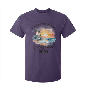 First Christmas Married 2024 Couple Matching T Shirt For Kid TS09 Purple Print Your Wear