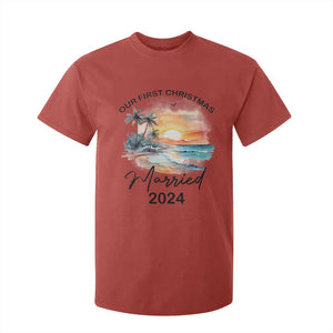 First Christmas Married 2024 Couple Matching T Shirt For Kid TS09 Red Print Your Wear