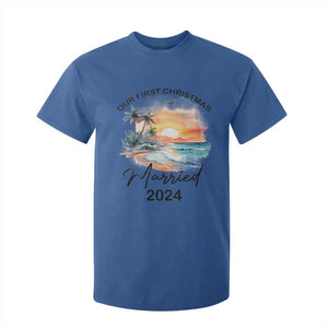 First Christmas Married 2024 Couple Matching T Shirt For Kid TS09 Royal Blue Print Your Wear