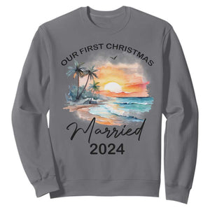 First Christmas Married 2024 Couple Matching Sweatshirt TS09 Charcoal Print Your Wear