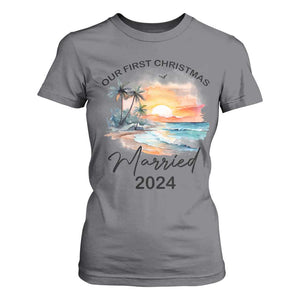 First Christmas Married 2024 Couple Matching T Shirt For Women TS09 Charcoal Print Your Wear