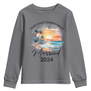 First Christmas Married 2024 Couple Matching Youth Sweatshirt TS09 Charcoal Print Your Wear