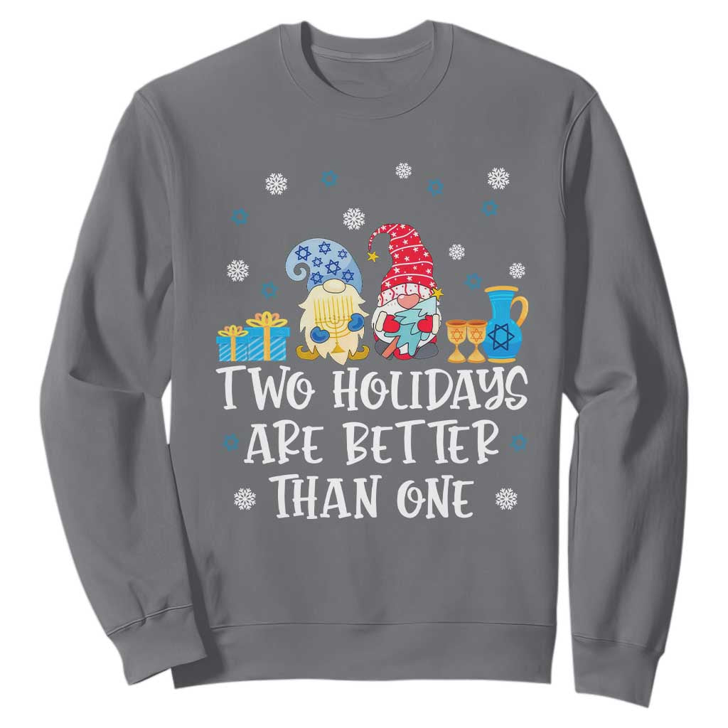 Christmas Hanukkah Two Holidays Are Better Than One Jewish Gnome Sweatshirt TS09 Charcoal Printyourwear