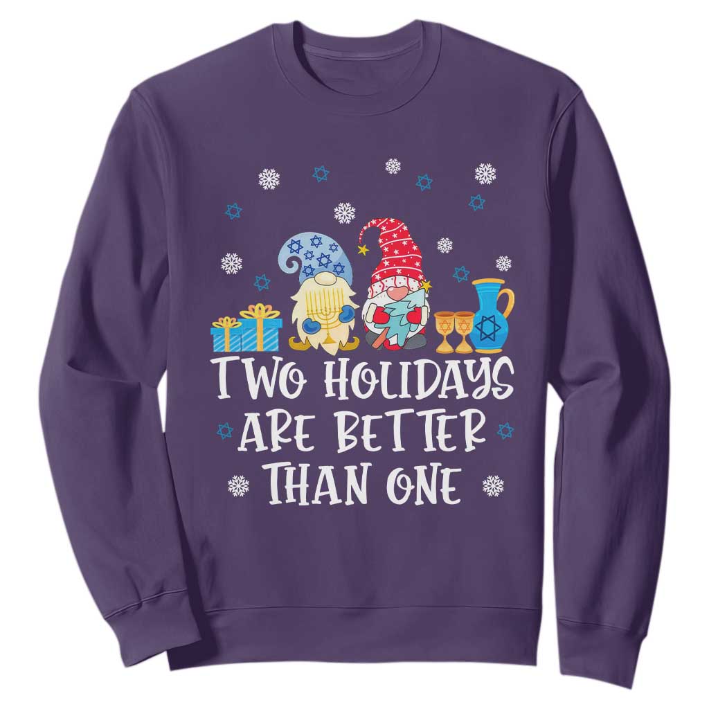Christmas Hanukkah Two Holidays Are Better Than One Jewish Gnome Sweatshirt TS09 Purple Printyourwear