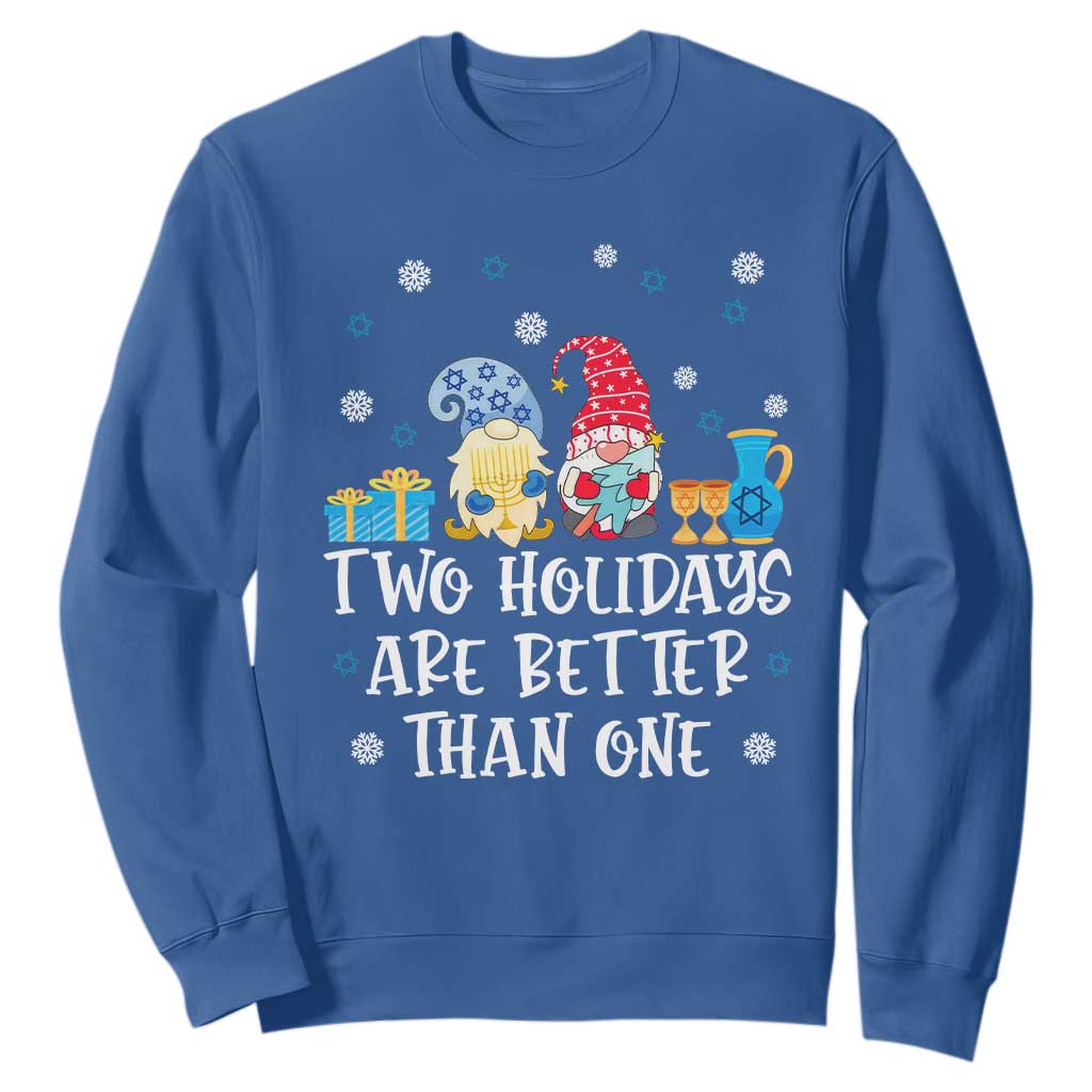 Christmas Hanukkah Two Holidays Are Better Than One Jewish Gnome Sweatshirt TS09 Royal Blue Printyourwear