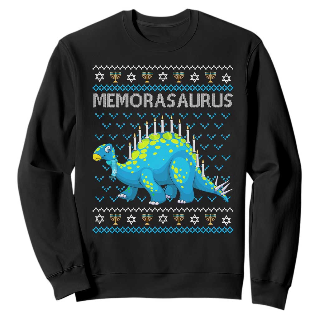 Menorasaurus Menorah Dino Hanukkah Dinosaur Sweatshirt TS09 Black Printyourwear