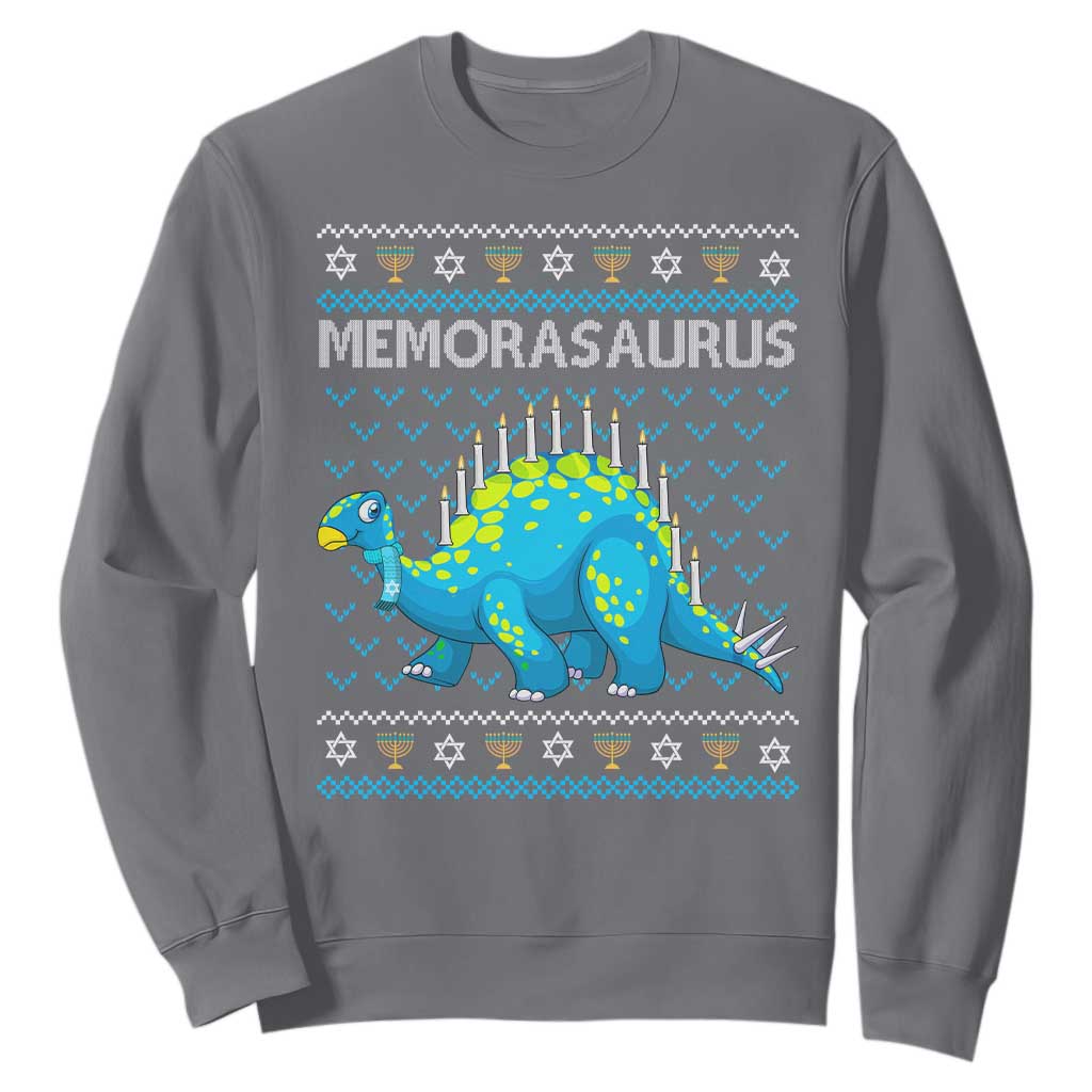 Menorasaurus Menorah Dino Hanukkah Dinosaur Sweatshirt TS09 Charcoal Printyourwear