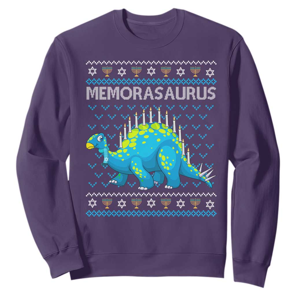 Menorasaurus Menorah Dino Hanukkah Dinosaur Sweatshirt TS09 Purple Printyourwear
