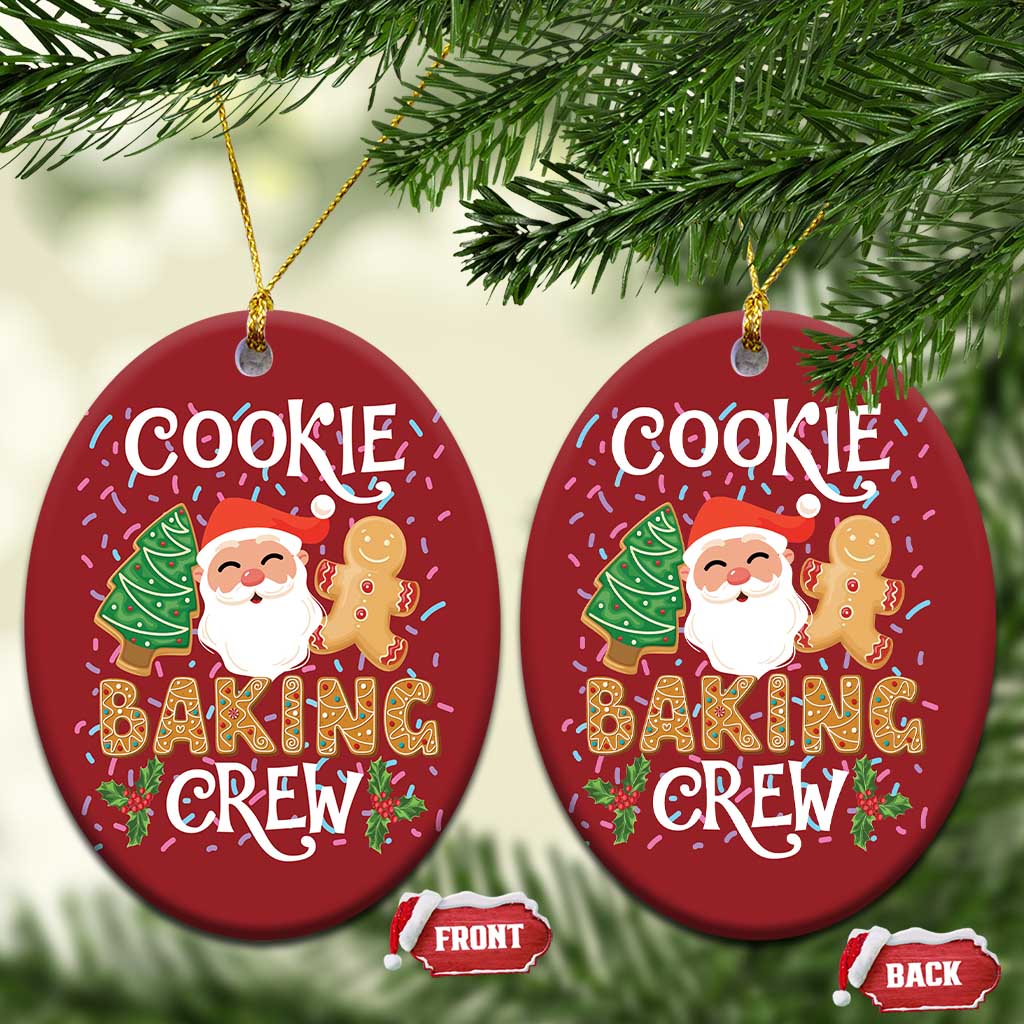 Xmas Baking Crew Christmas Ornament Cute Cookie Santa Gingerbread TS09 Oval Red Print Your Wear