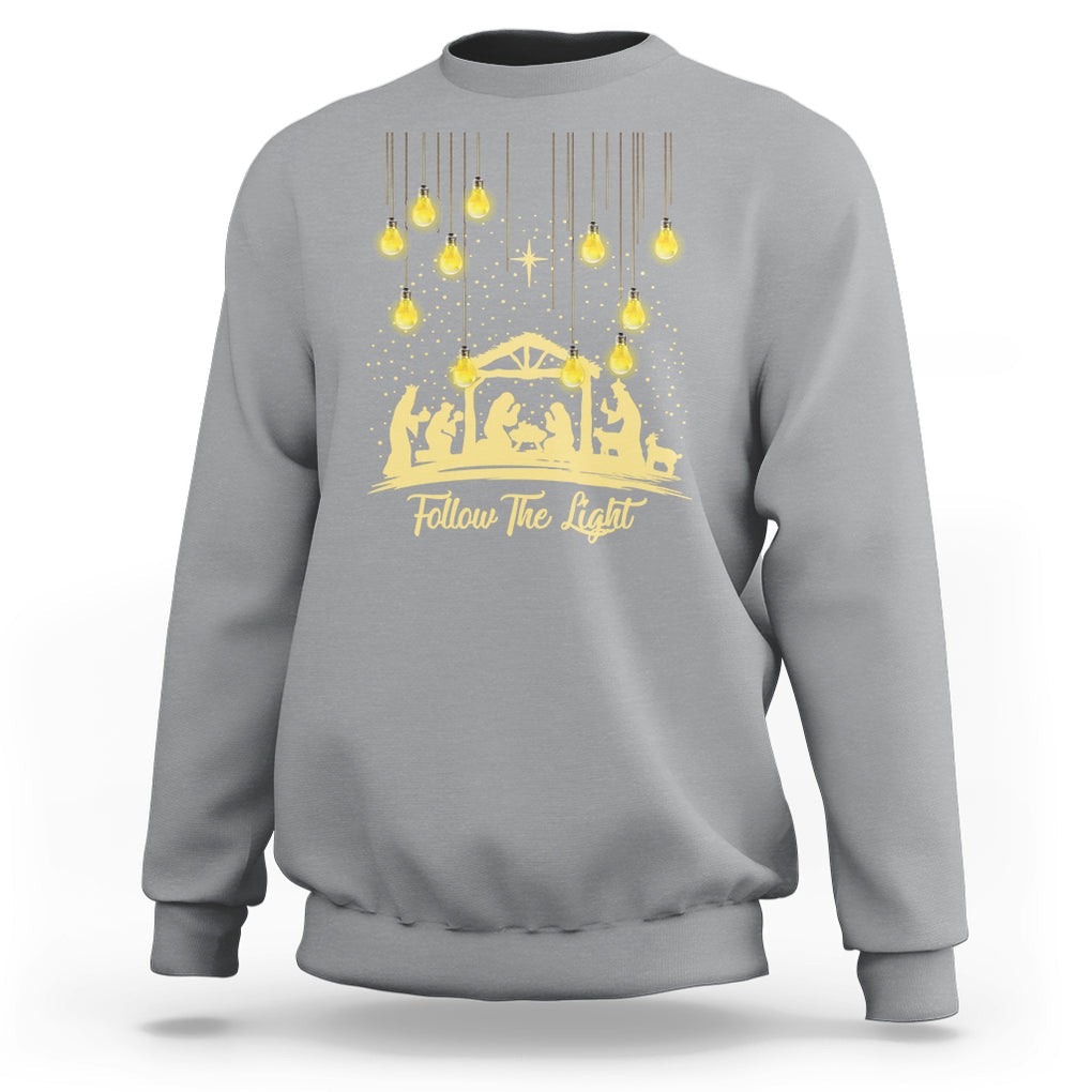 Follow the Light Christ Christmas Light Sweatshirt TS09 Sport Gray Printyourwear