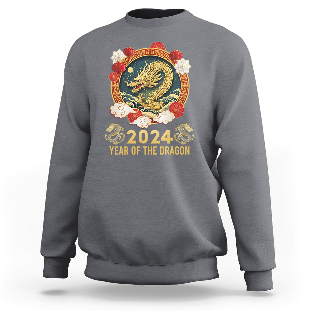 Lunar New Year Chinese Happy 2024 Year of the Dragon Sweatshirt TS09 Charcoal Printyourwear