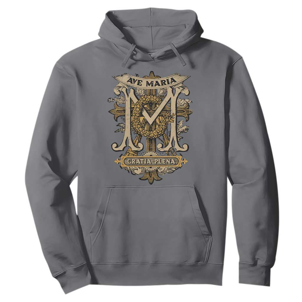 Ave Maria Hoodie Gratia Plena Blessed Mother Mary Hail TS09 Charcoal Print Your Wear