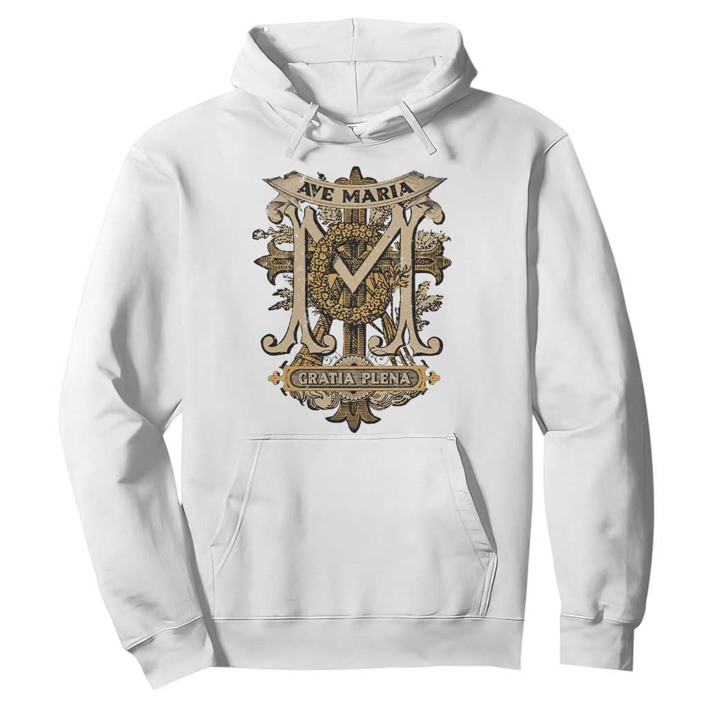 Ave Maria Hoodie Gratia Plena Blessed Mother Mary Hail TS09 White Print Your Wear