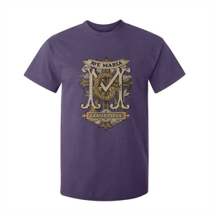 Ave Maria T Shirt For Kid Gratia Plena Blessed Mother Mary Hail TS09 Purple Print Your Wear