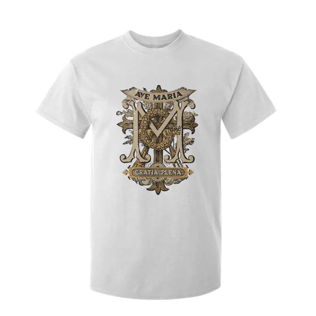Ave Maria T Shirt For Kid Gratia Plena Blessed Mother Mary Hail TS09 White Print Your Wear