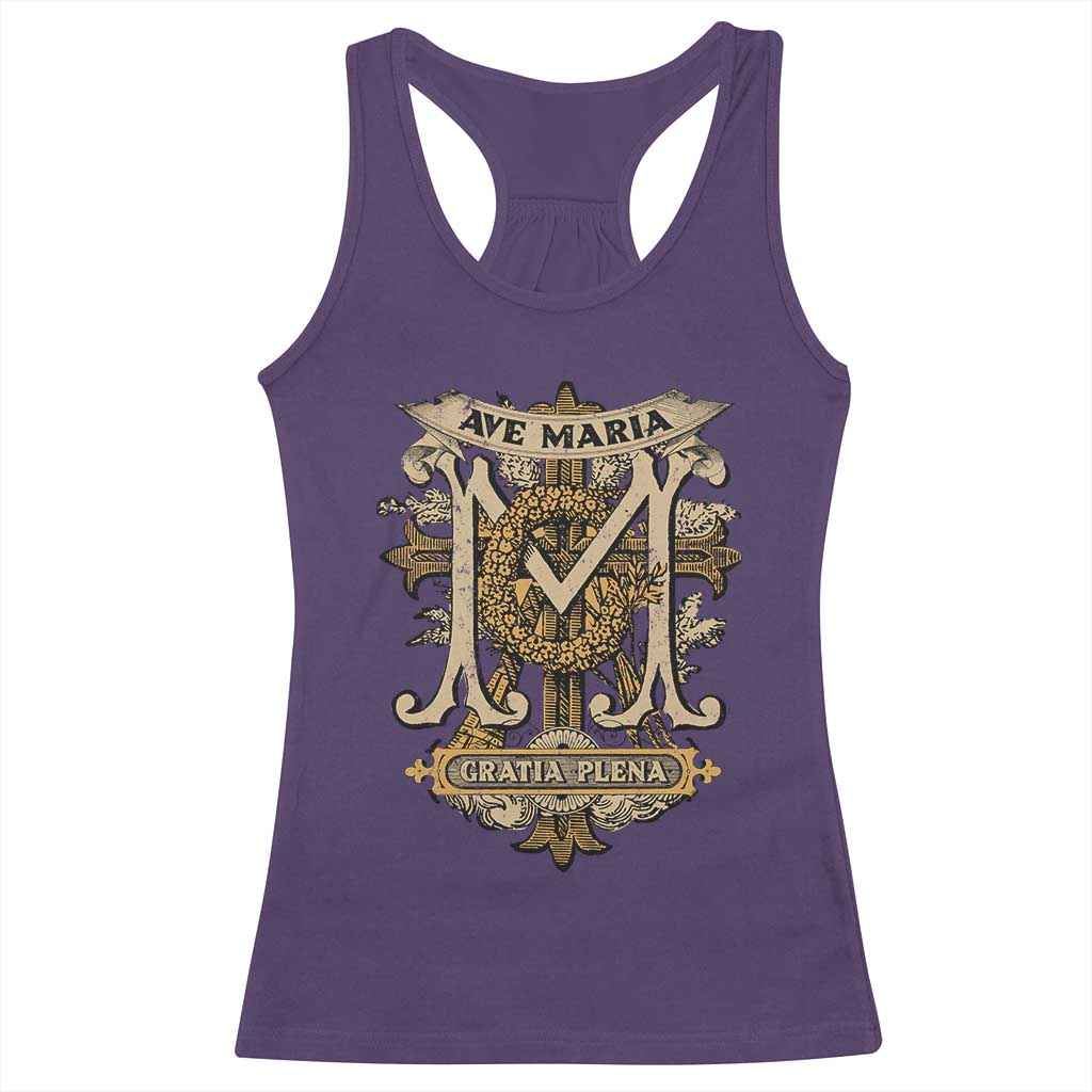 Ave Maria Racerback Tank Top Gratia Plena Blessed Mother Mary Hail TS09 Purple Print Your Wear