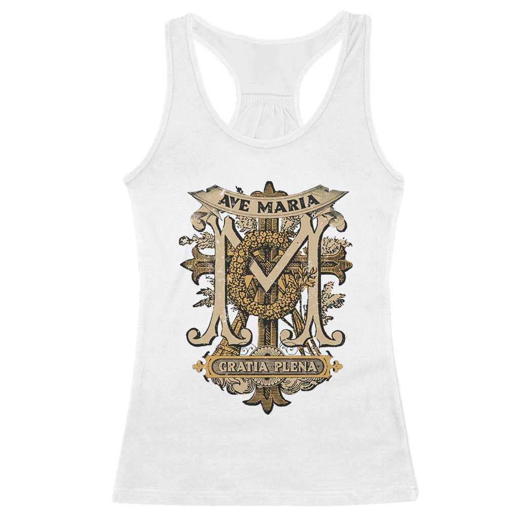 Ave Maria Racerback Tank Top Gratia Plena Blessed Mother Mary Hail TS09 White Print Your Wear