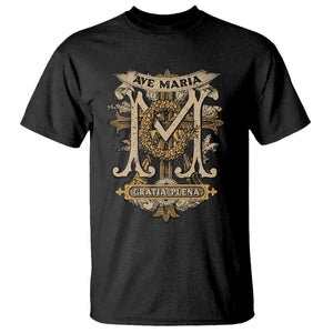 Ave Maria T Shirt Gratia Plena Blessed Mother Mary Hail TS09 Black Print Your Wear