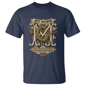 Ave Maria T Shirt Gratia Plena Blessed Mother Mary Hail TS09 Navy Print Your Wear