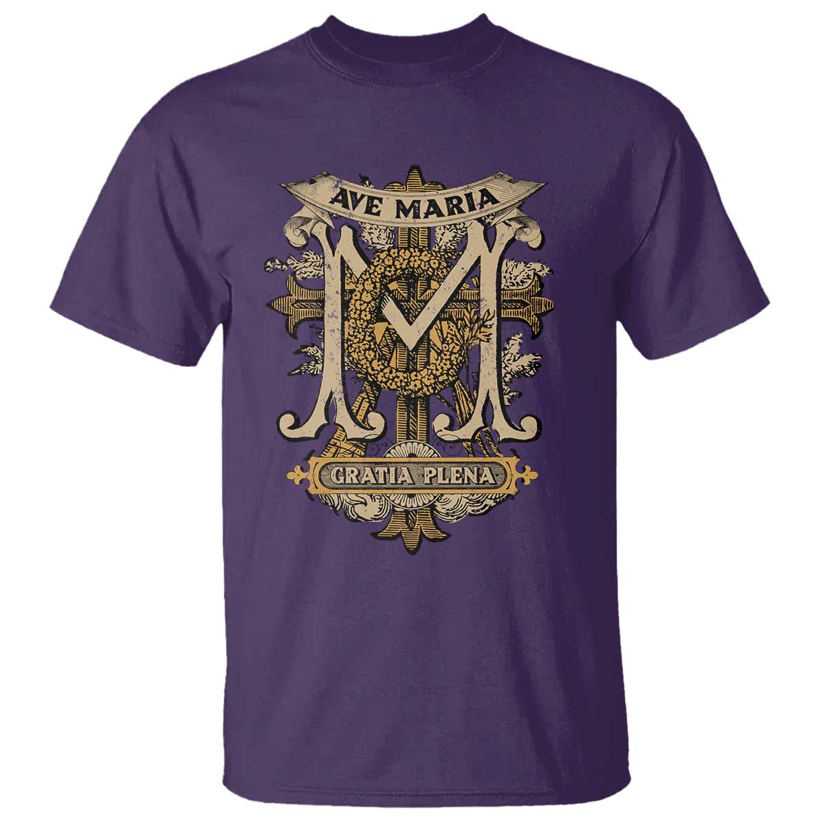 Ave Maria T Shirt Gratia Plena Blessed Mother Mary Hail TS09 Purple Print Your Wear