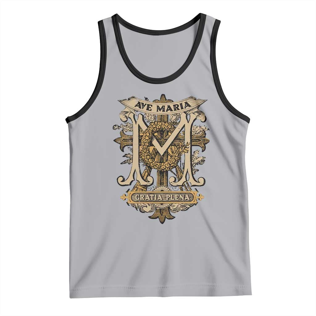 Ave Maria Tank Top Gratia Plena Blessed Mother Mary Hail TS09 Athletic Heather Black Print Your Wear