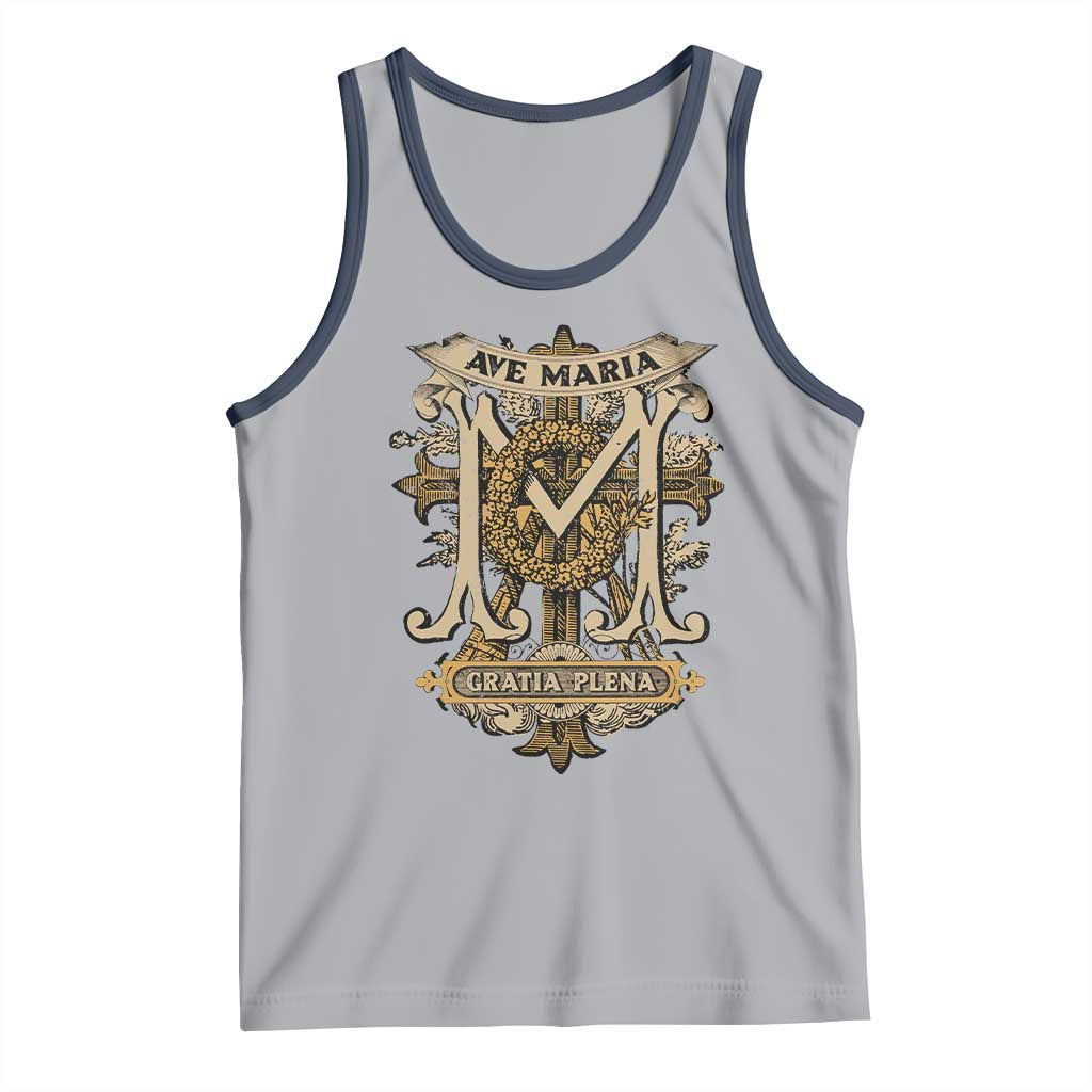 Ave Maria Tank Top Gratia Plena Blessed Mother Mary Hail TS09 Athletic Heather Navy Print Your Wear