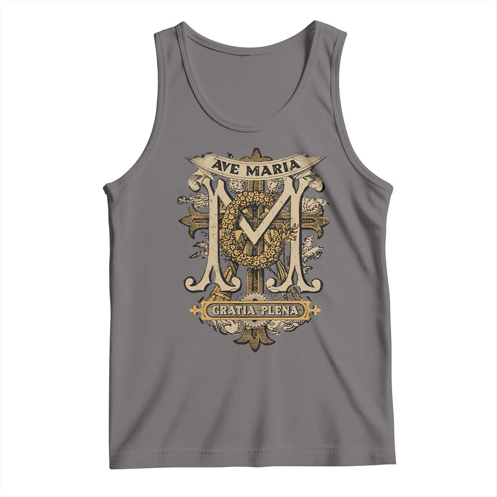 Ave Maria Tank Top Gratia Plena Blessed Mother Mary Hail TS09 Deep Heather Print Your Wear