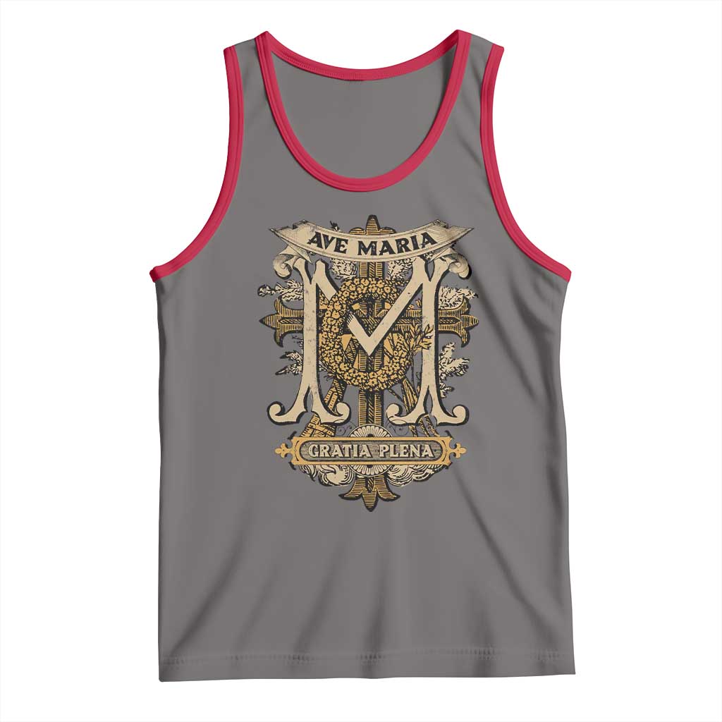 Ave Maria Tank Top Gratia Plena Blessed Mother Mary Hail TS09 Deep Heather Red Print Your Wear