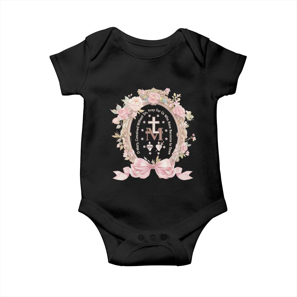 Ave Maria Baby Onesie Miraculous Medal Blessed Mother Mary Hail TS09 Black Print Your Wear