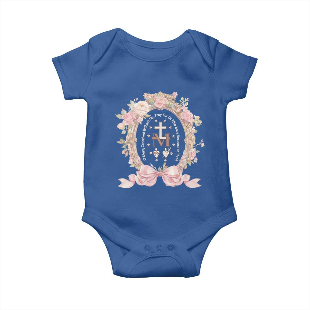 Ave Maria Baby Onesie Miraculous Medal Blessed Mother Mary Hail TS09 Royal Blue Print Your Wear