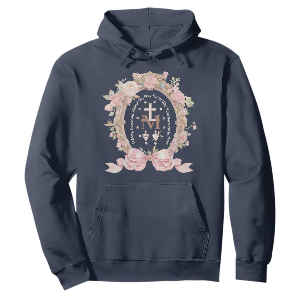 Ave Maria Hoodie Miraculous Medal Blessed Mother Mary Hail TS09 Navy Print Your Wear