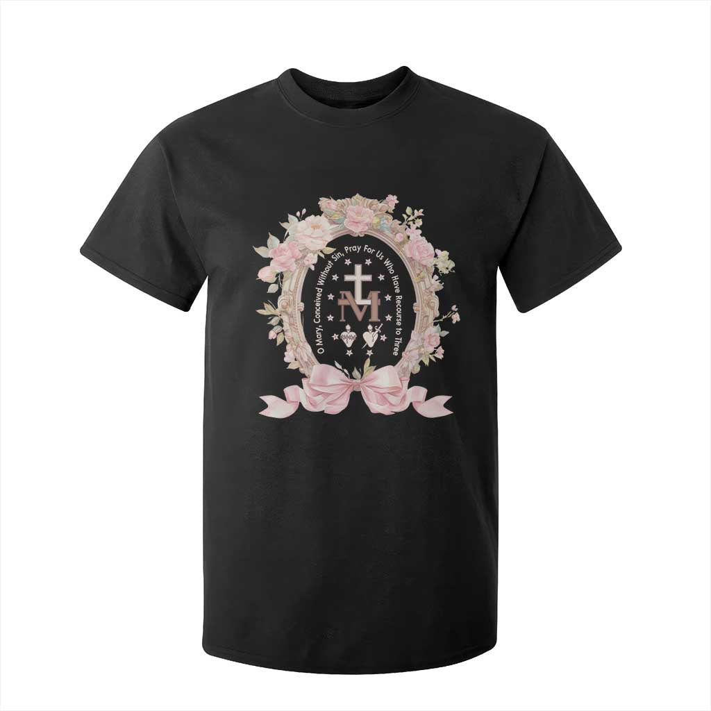 Ave Maria T Shirt For Kid Miraculous Medal Blessed Mother Mary Hail TS09 Black Print Your Wear