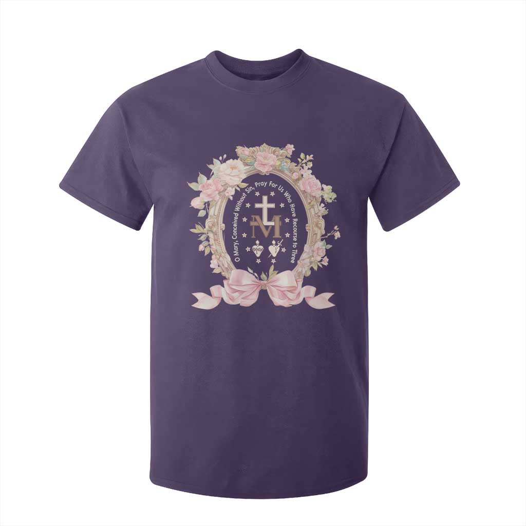 Ave Maria T Shirt For Kid Miraculous Medal Blessed Mother Mary Hail TS09 Purple Print Your Wear