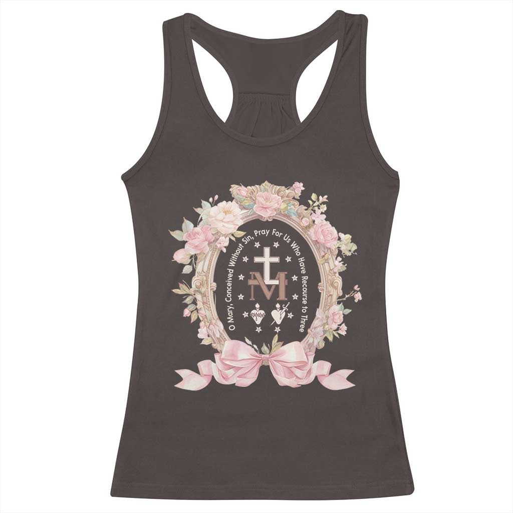 Ave Maria Racerback Tank Top Miraculous Medal Blessed Mother Mary Hail TS09 Dark Chocolate Print Your Wear