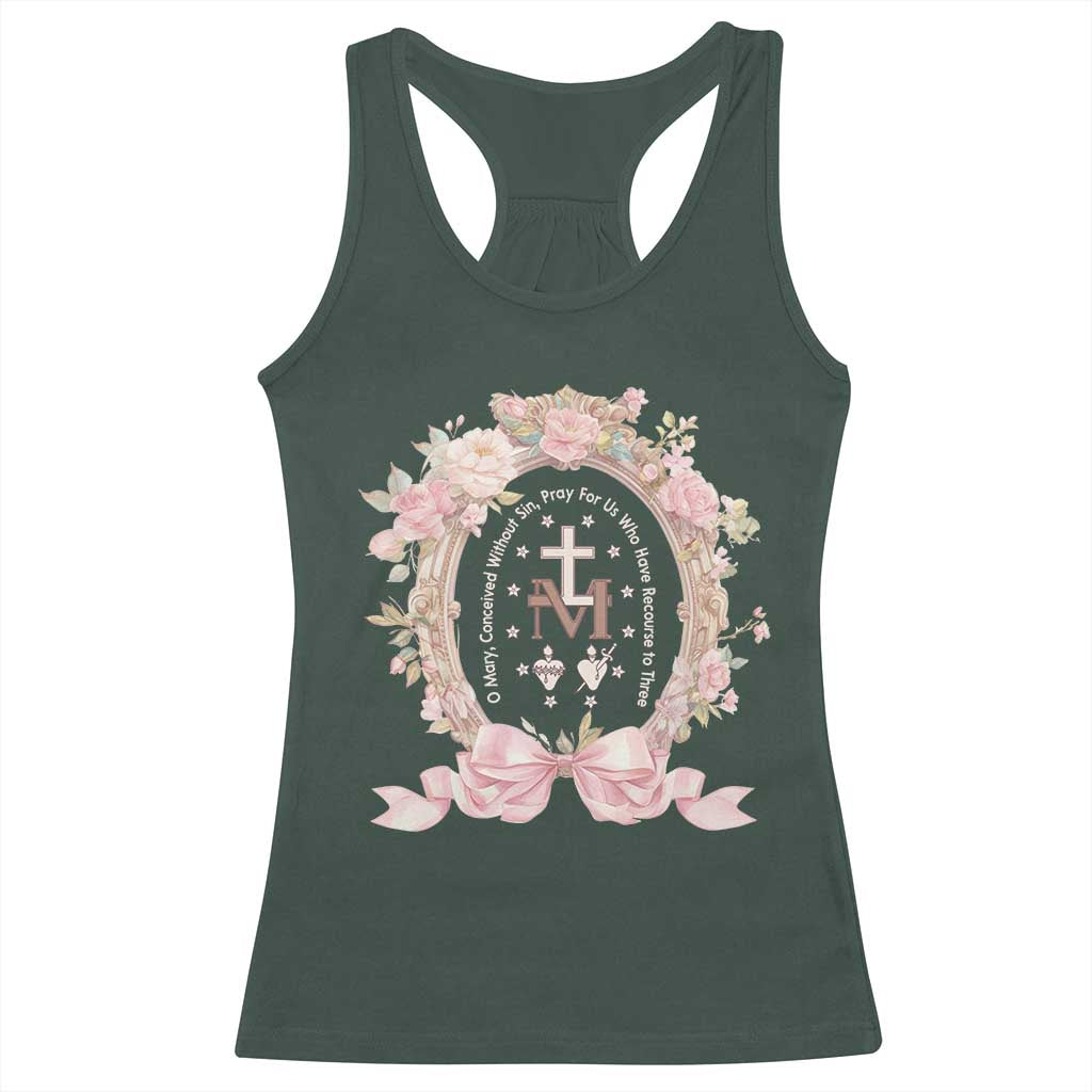Ave Maria Racerback Tank Top Miraculous Medal Blessed Mother Mary Hail TS09 Dark Forest Green Print Your Wear