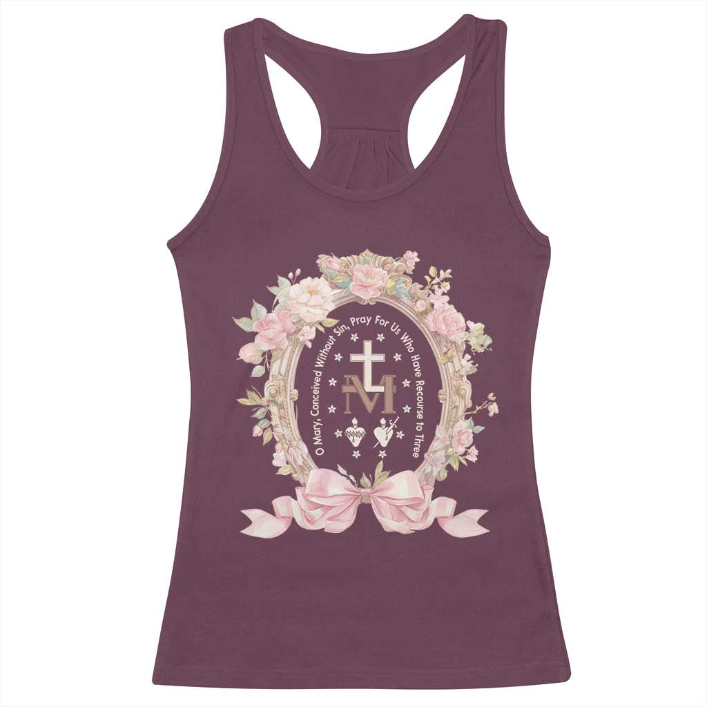 Ave Maria Racerback Tank Top Miraculous Medal Blessed Mother Mary Hail TS09 Maroon Print Your Wear