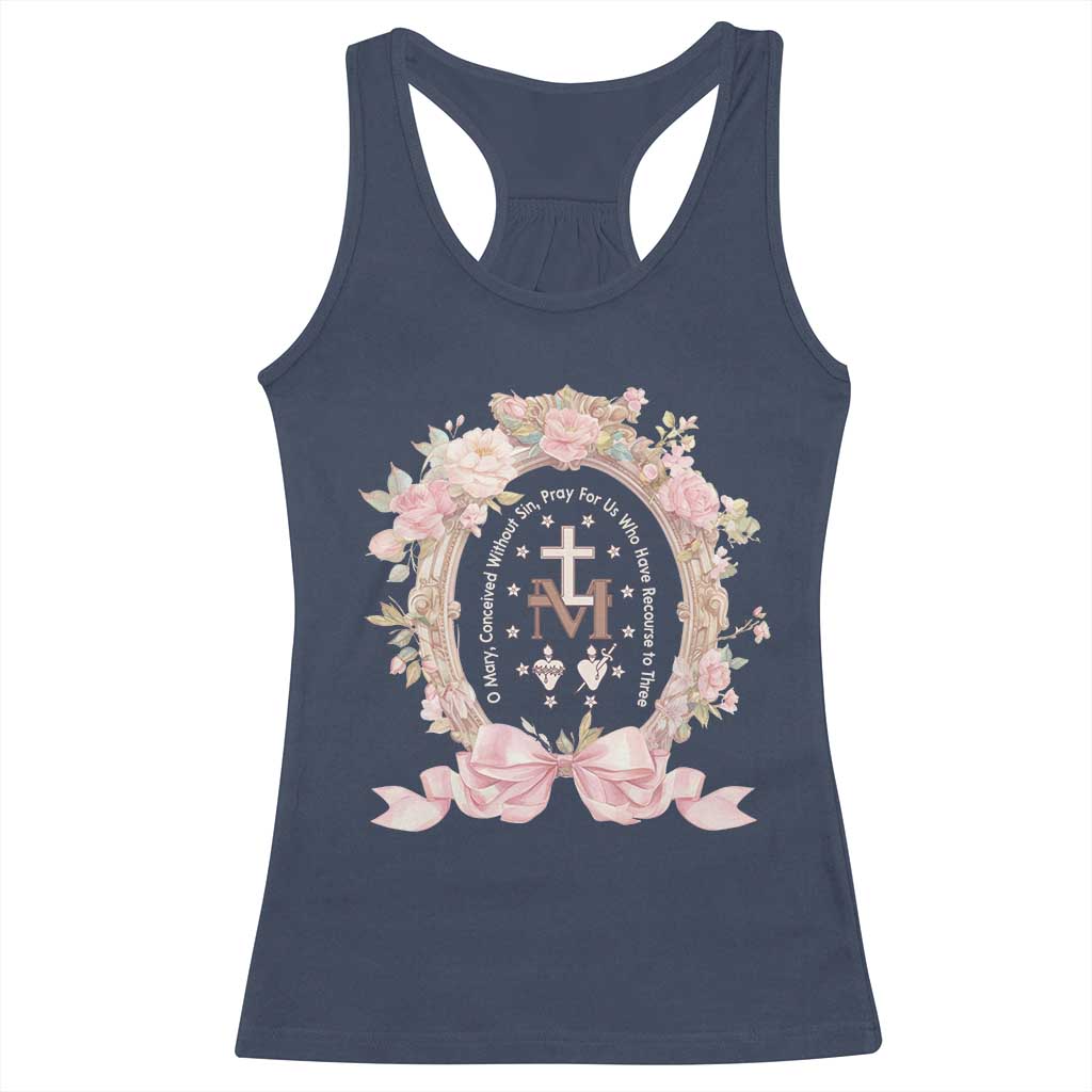 Ave Maria Racerback Tank Top Miraculous Medal Blessed Mother Mary Hail TS09 Navy Print Your Wear