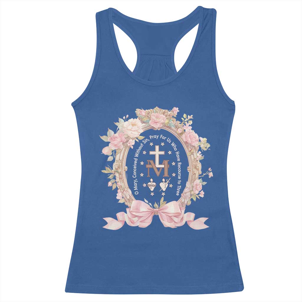 Ave Maria Racerback Tank Top Miraculous Medal Blessed Mother Mary Hail TS09 Royal Blue Print Your Wear