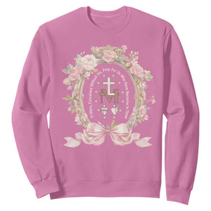 Ave Maria Sweatshirt Miraculous Medal Blessed Mother Mary Hail TS09 Azalea Print Your Wear