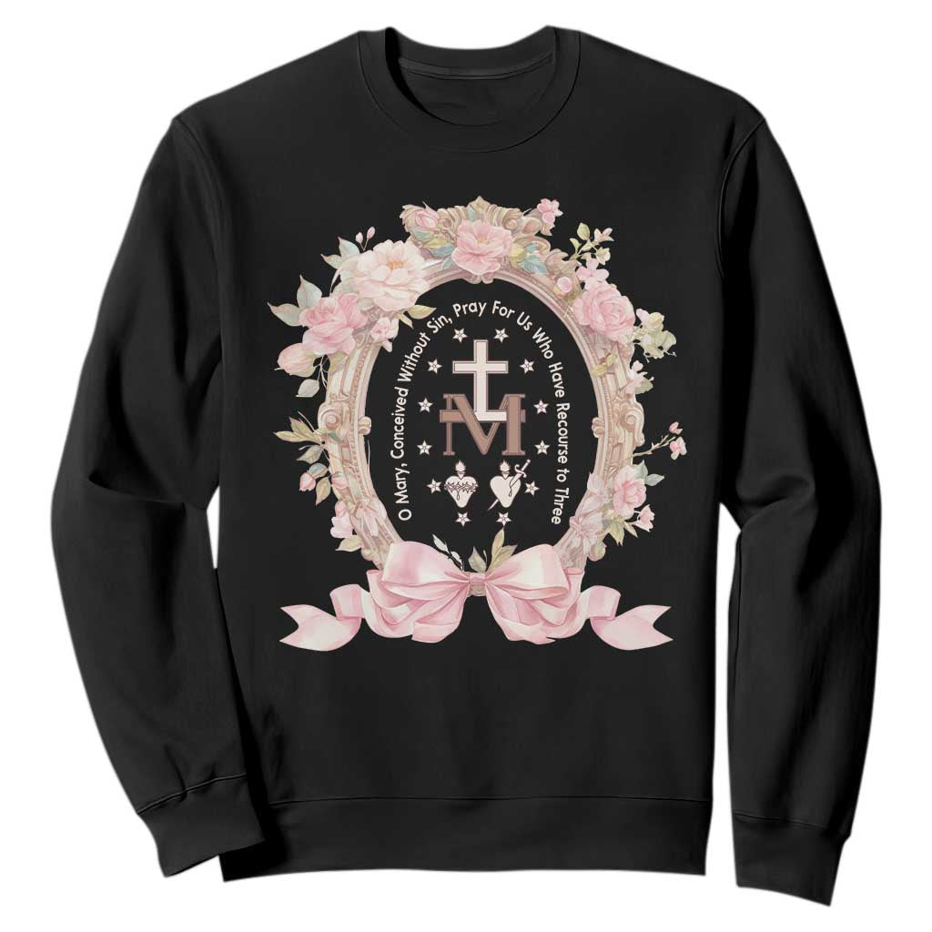 Ave Maria Sweatshirt Miraculous Medal Blessed Mother Mary Hail TS09 Black Print Your Wear