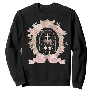Ave Maria Sweatshirt Miraculous Medal Blessed Mother Mary Hail TS09 Black Print Your Wear