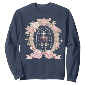 Ave Maria Sweatshirt Miraculous Medal Blessed Mother Mary Hail TS09 Navy Print Your Wear