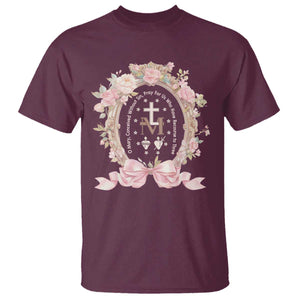 Ave Maria T Shirt Miraculous Medal Blessed Mother Mary Hail TS09 Maroon Print Your Wear