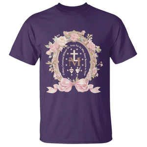 Ave Maria T Shirt Miraculous Medal Blessed Mother Mary Hail TS09 Purple Print Your Wear