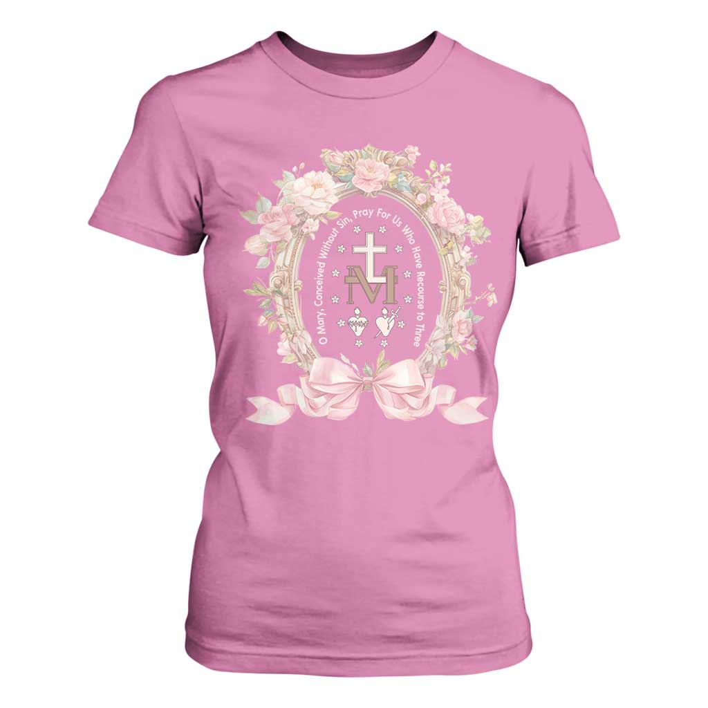 Ave Maria T Shirt For Women Miraculous Medal Blessed Mother Mary Hail TS09 Azalea Print Your Wear